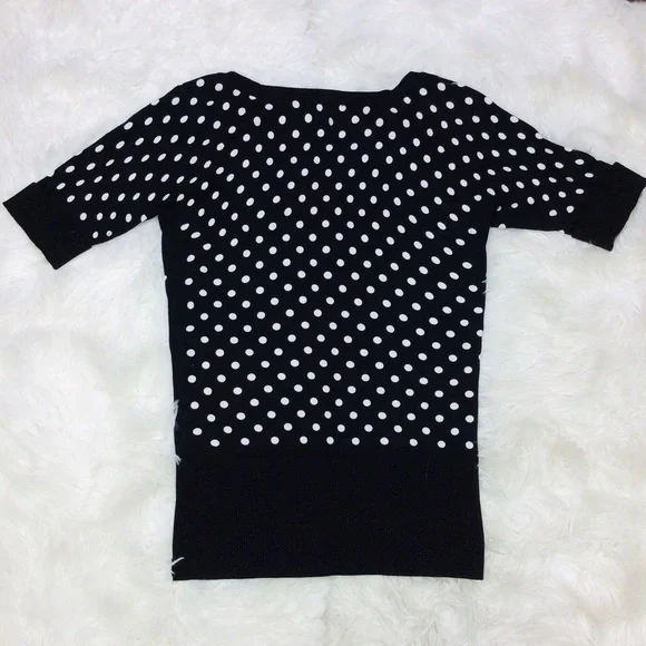 WHBM B&W Polka Dot Half Sleeve Sweater - S - Picture 9 of 12